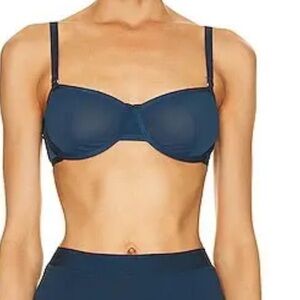 CUUP The Balconette Bra 36D Sheer Mesh Dark Blue